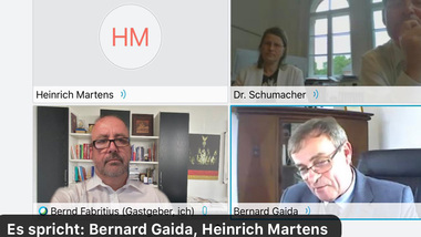 U.a. Bernard Gaida und Heinrich Martens als Teilnehmer der Videokonferenz des Bundesbeauftragten